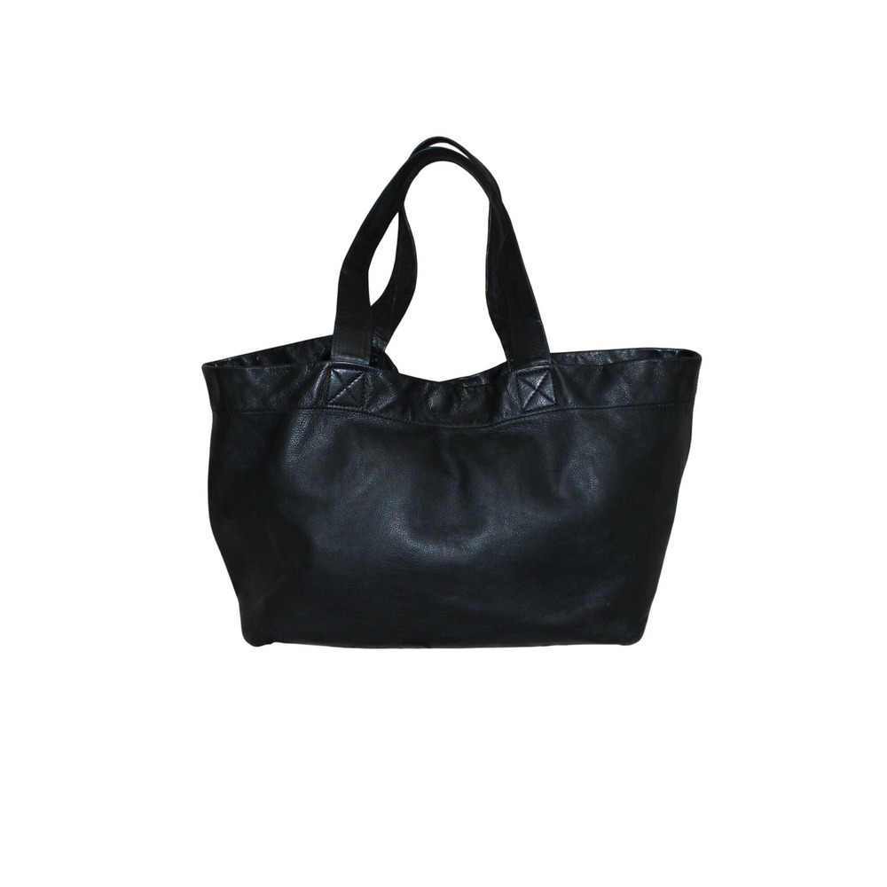 Madewell Large Transport Tote Black Leather Magnetic Snap Open Top Older Version